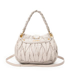 Shoulder Bag Small Coffer Double Pocket Hobo Light Grey Matelasse Leather