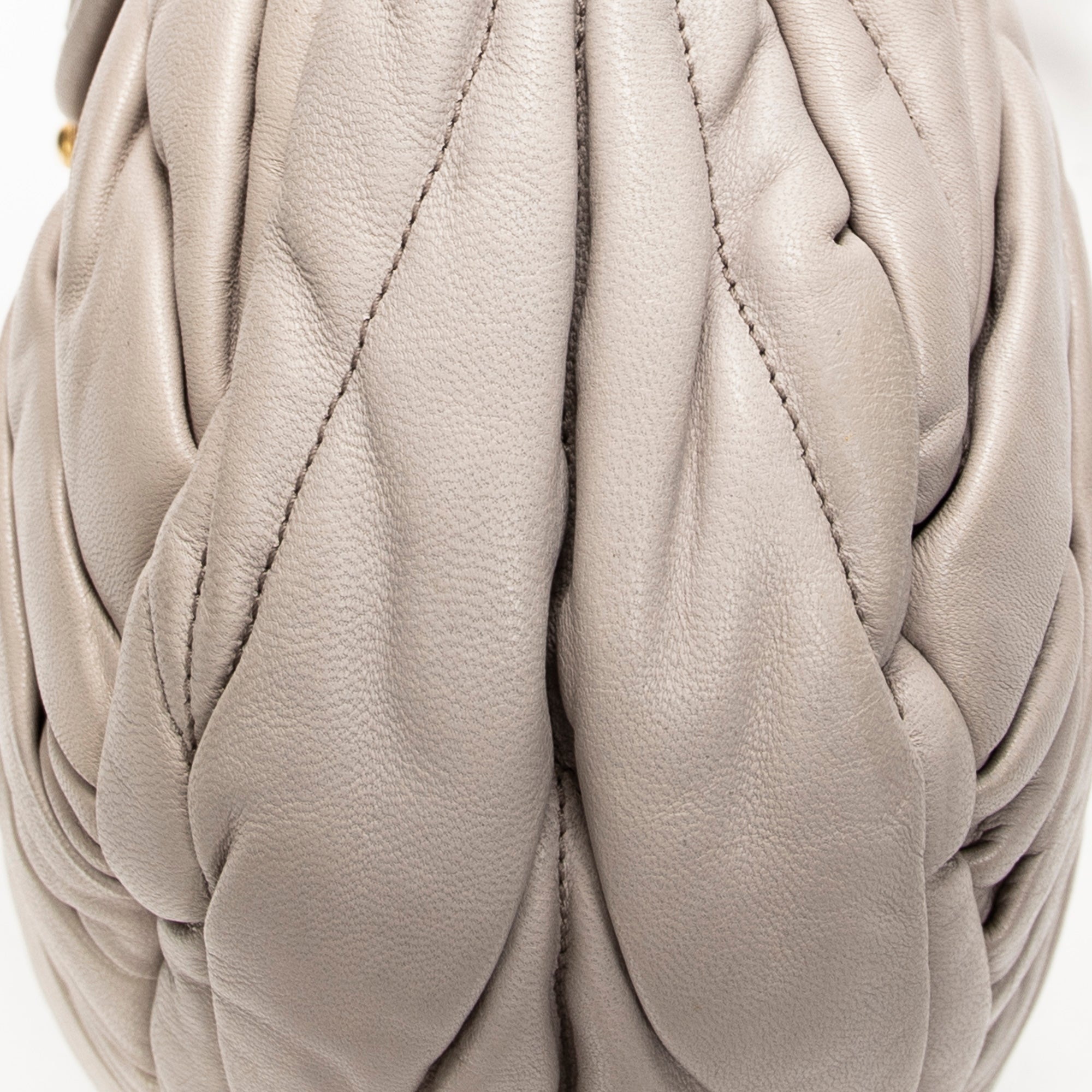 Shoulder Bag Small Coffer Double Pocket Hobo Light Grey Matelasse Leather