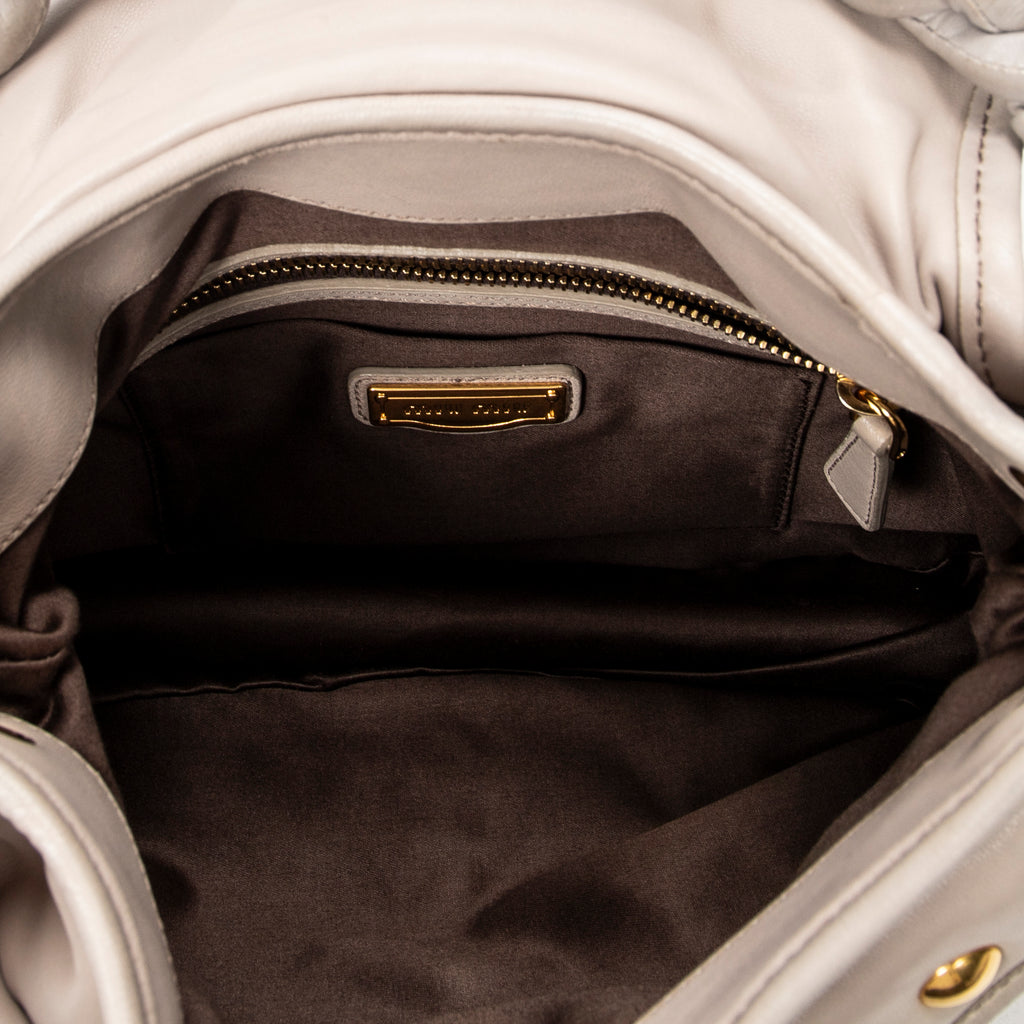 Shoulder Bag Small Coffer Double Pocket Hobo Light Grey Matelasse Leather