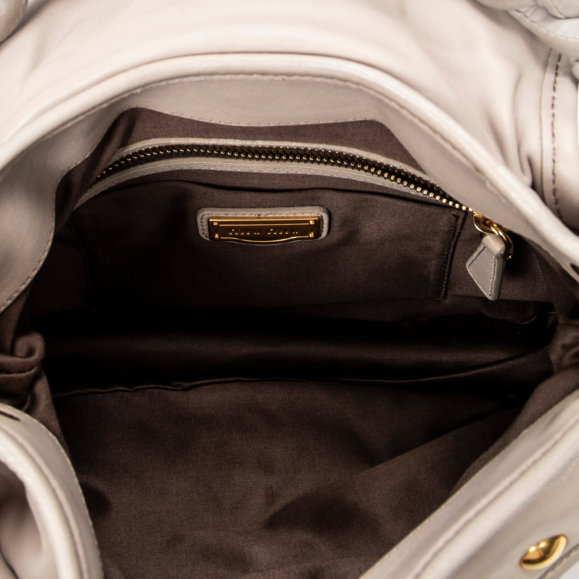 Shoulder Bag Small Coffer Double Pocket Hobo Light Grey Matelasse Leather
