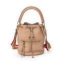 Shoulder Bag Drawstring Bucket Light Pink Pebbled Leather