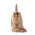 Shoulder Bag Drawstring Bucket Light Pink Pebbled Leather