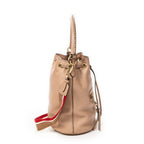 Shoulder Bag Drawstring Bucket Light Pink Pebbled Leather