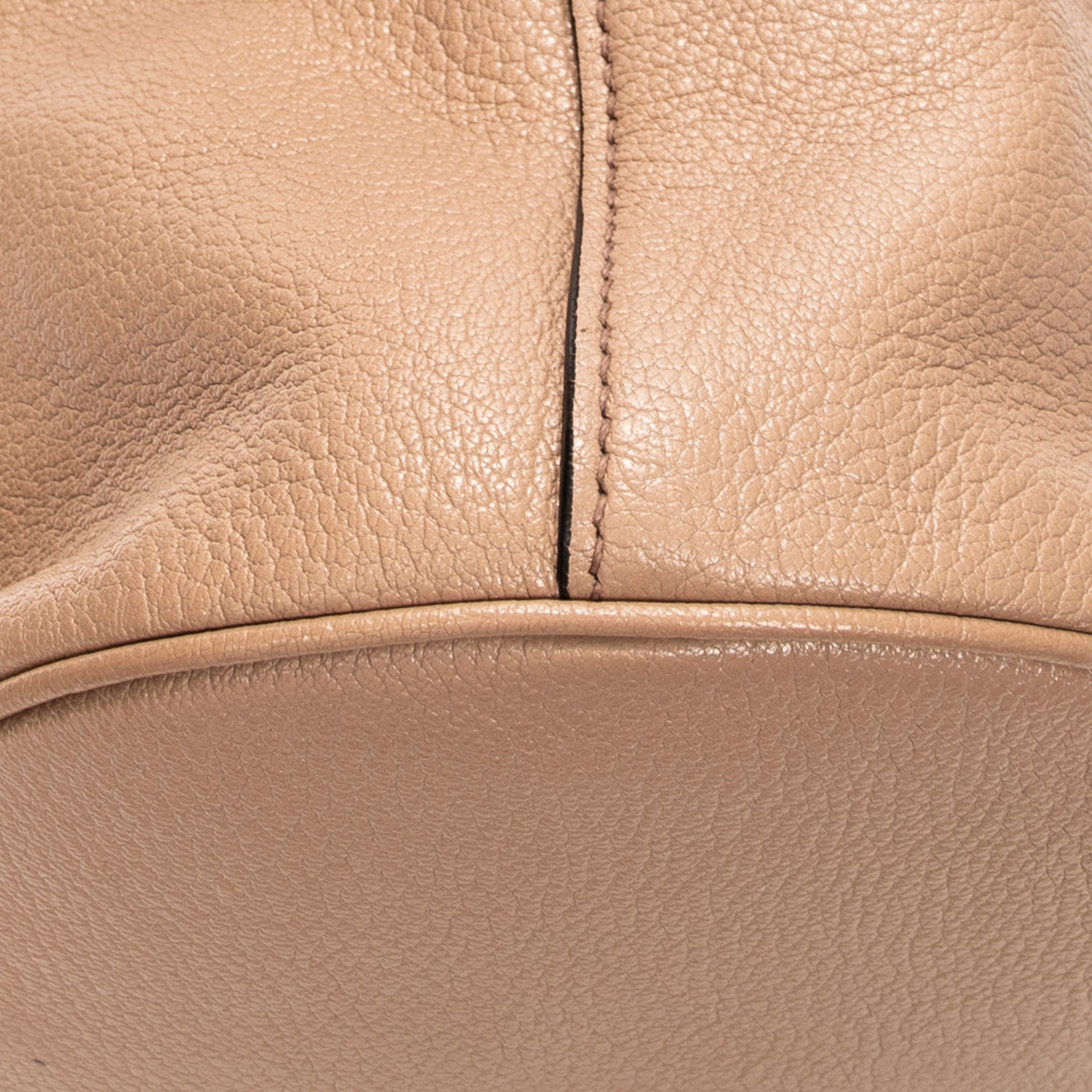 Shoulder Bag Drawstring Bucket Light Pink Pebbled Leather