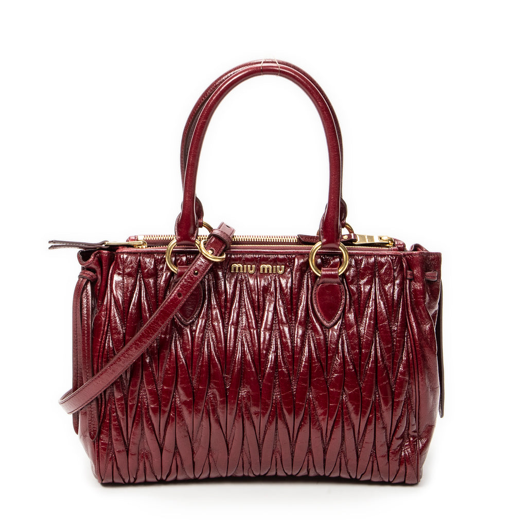 Shoulder Bag Matelasse Tote Bag Burgundy Matelasse Lux Leather