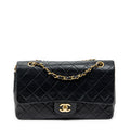 Bolso de Hombro Clásico Doble Solapa 26 Piel de Cordero Acolchada Negra