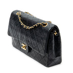 Bolso de Hombro Clásico Doble Solapa 26 Piel de Cordero Acolchada Negra