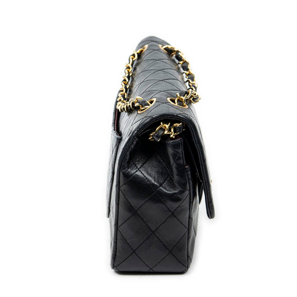 Bolso de Hombro Clásico Doble Solapa 26 Piel de Cordero Acolchada Negra