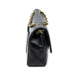 Bolso de Hombro Clásico Doble Solapa 26 Piel de Cordero Acolchada Negra