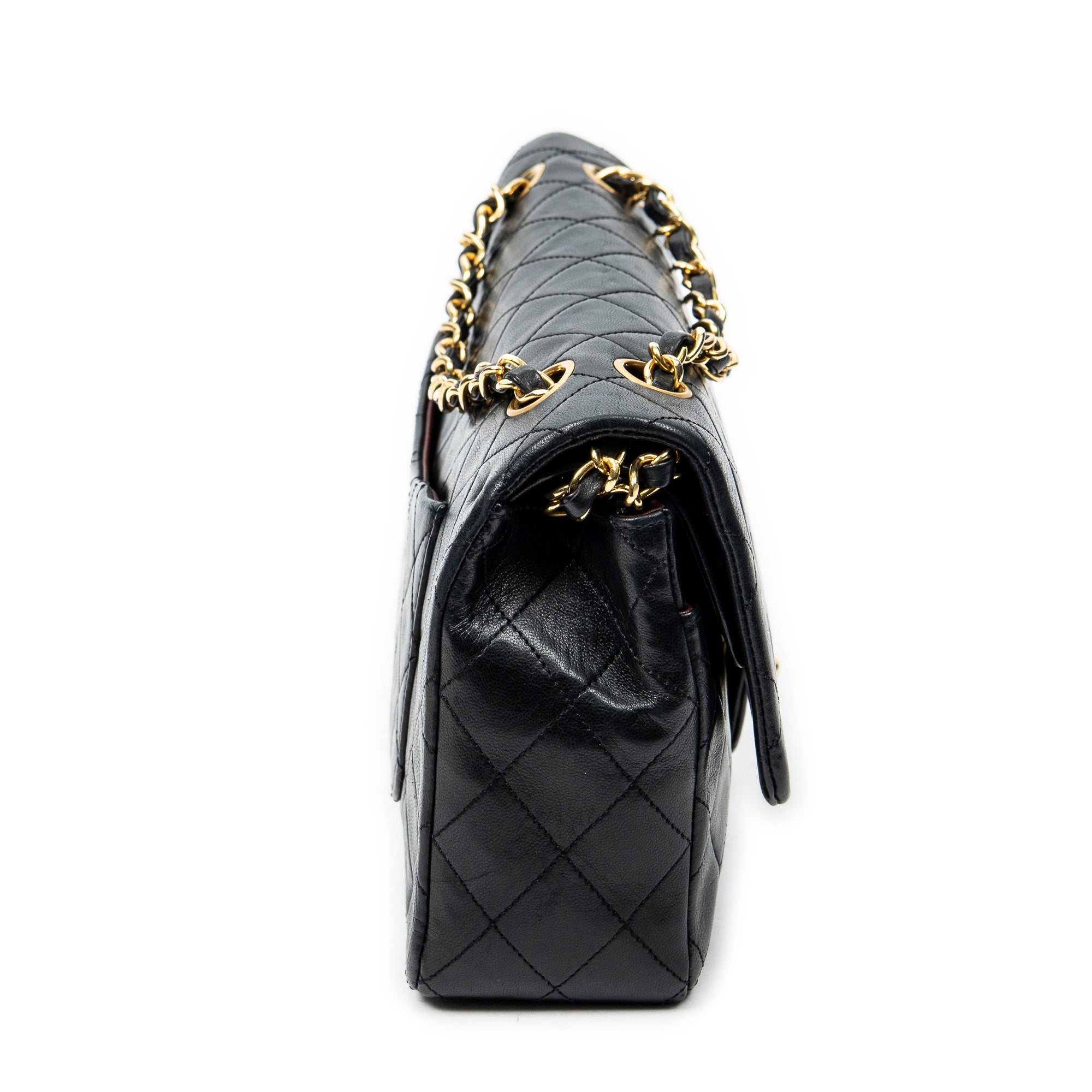 Bolso de Hombro Clásico Doble Solapa 26 Piel de Cordero Acolchada Negra