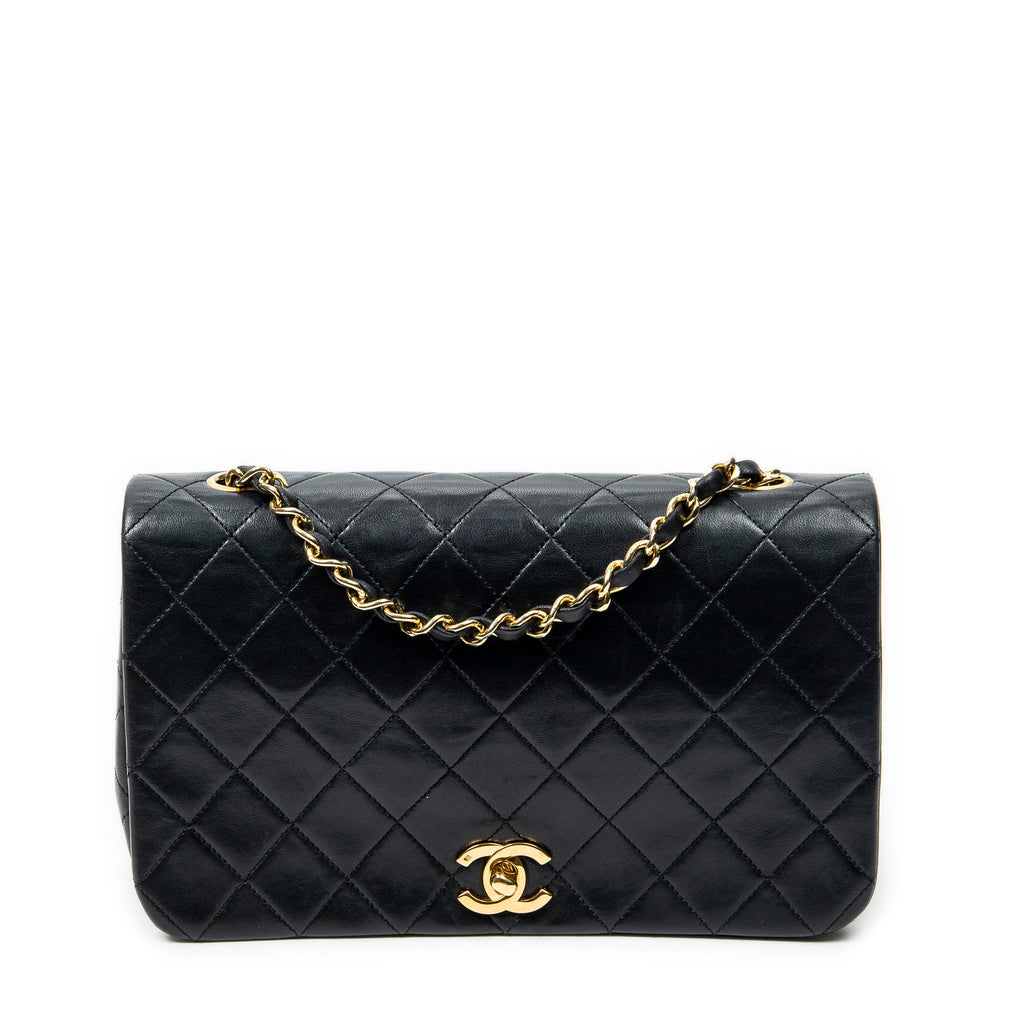 Shoulder Bag Mademoiselle Full Flap Black Quilted Lambskin Leather