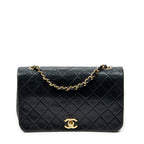 Shoulder Bag Mademoiselle Full Flap Black Quilted Lambskin Leather