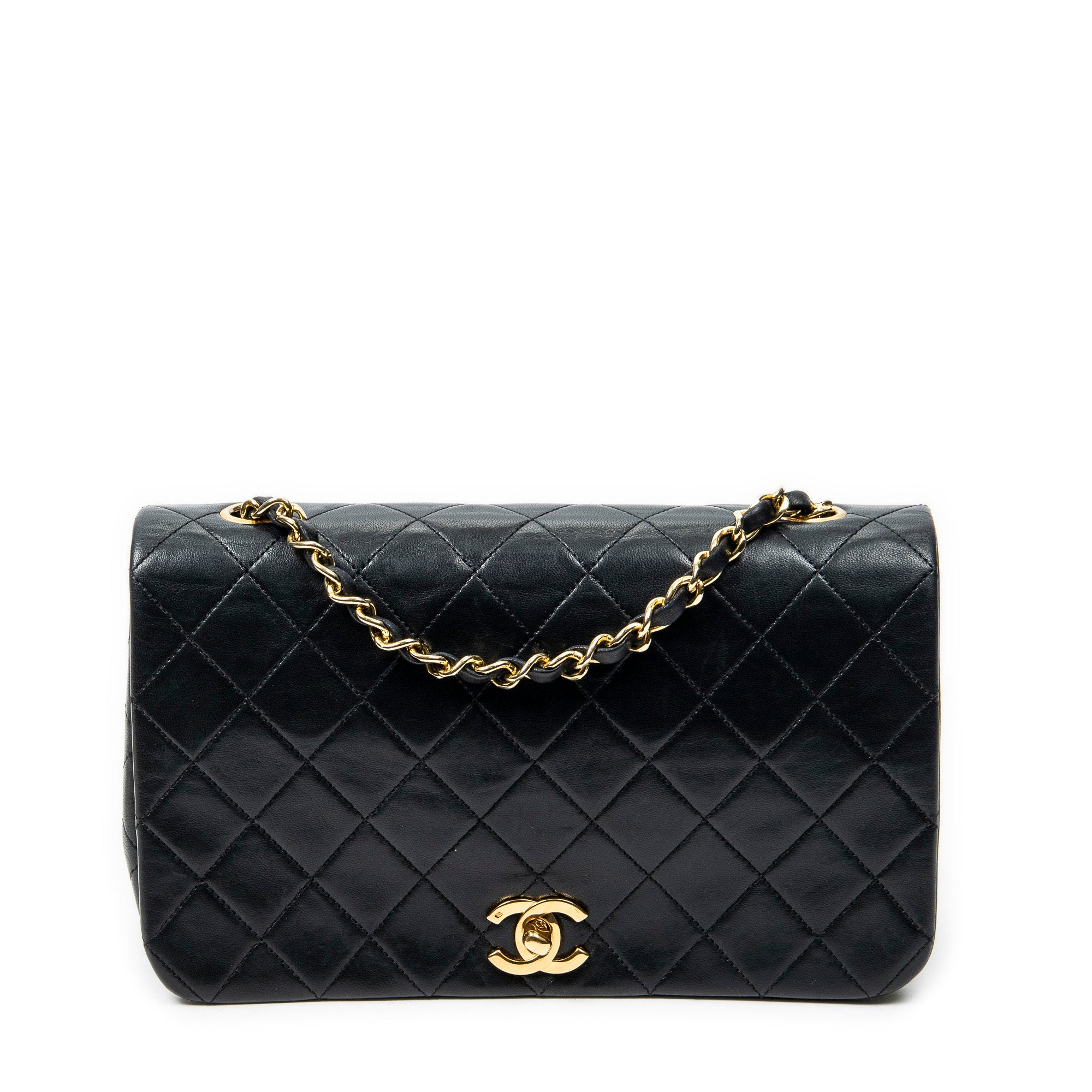 Shoulder Bag Mademoiselle Full Flap Black Quilted Lambskin Leather