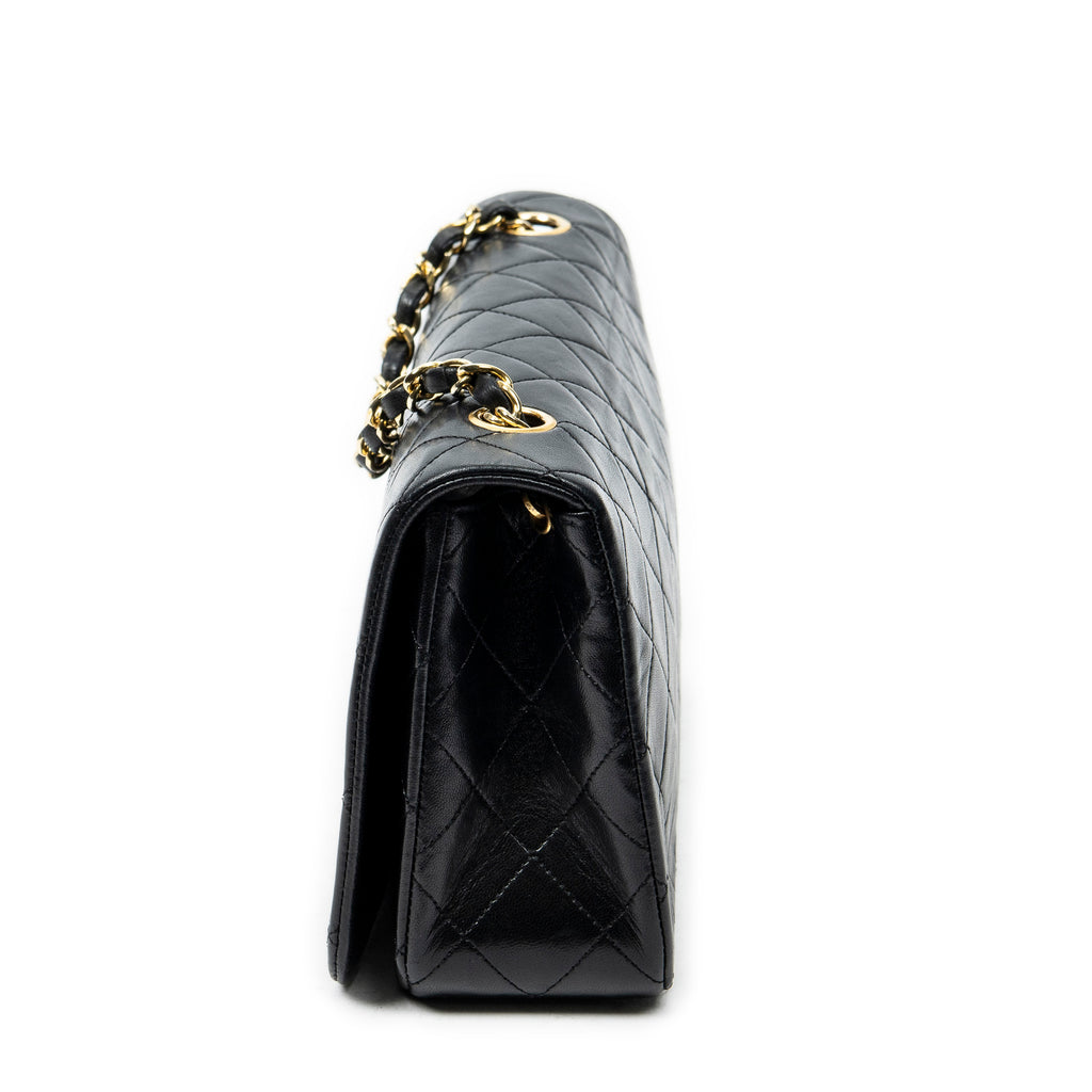 Shoulder Bag Mademoiselle Full Flap Black Quilted Lambskin Leather