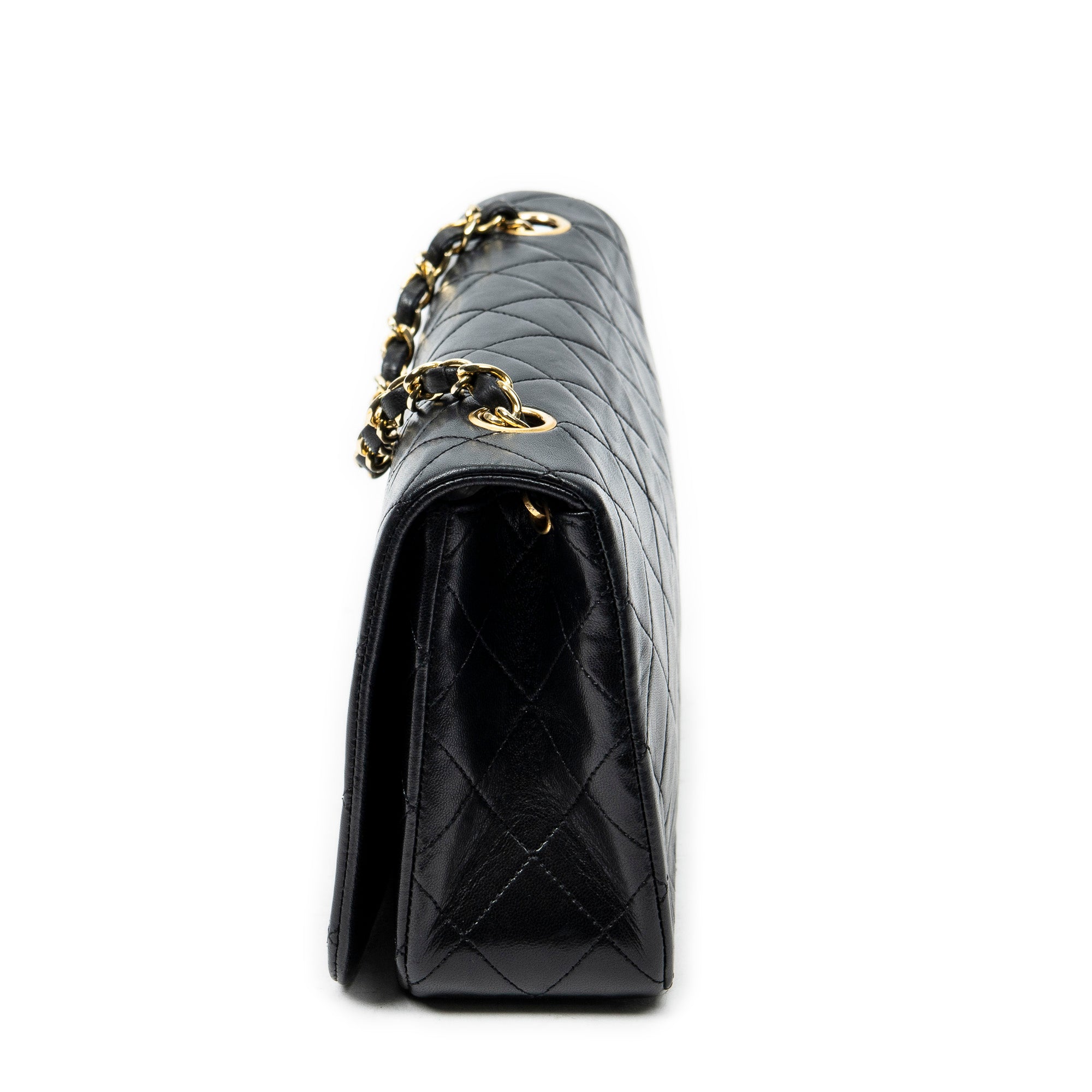 Shoulder Bag Mademoiselle Full Flap Black Quilted Lambskin Leather