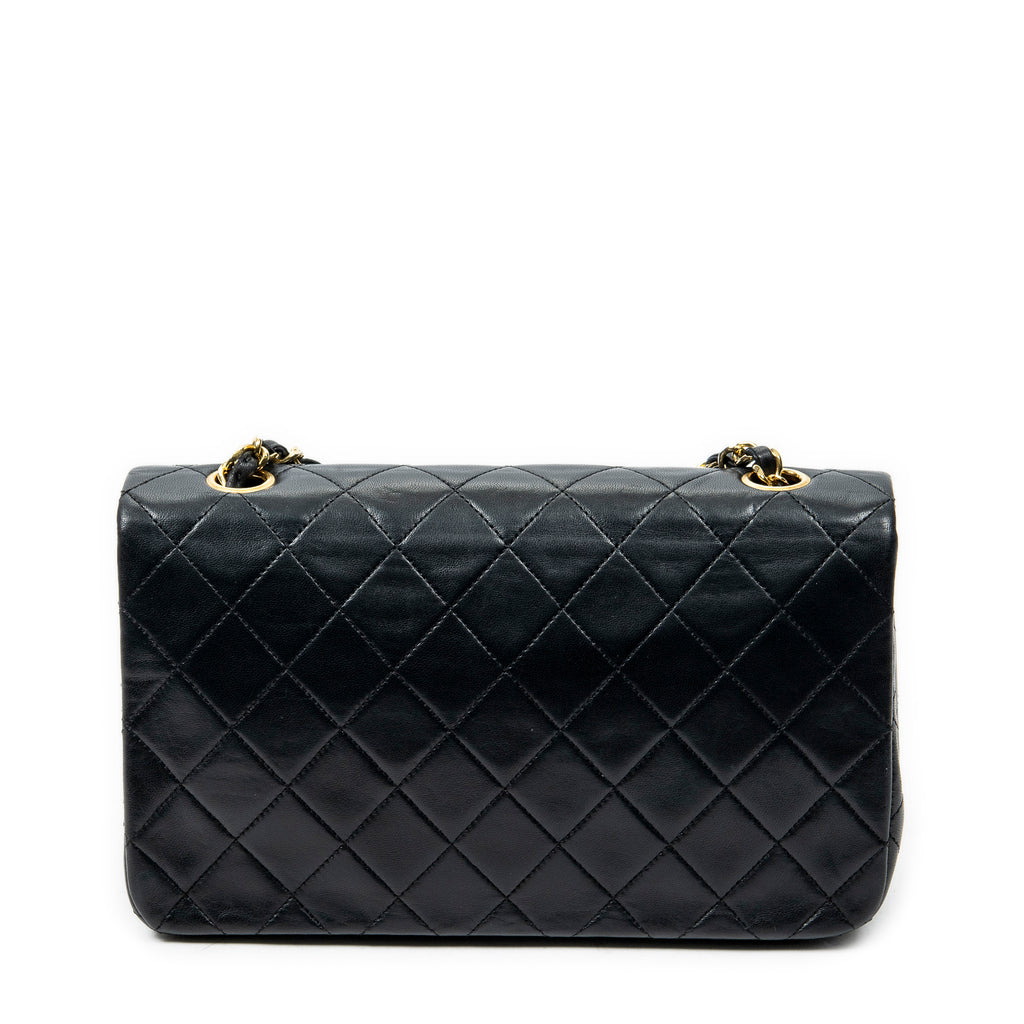 Shoulder Bag Mademoiselle Full Flap Black Quilted Lambskin Leather