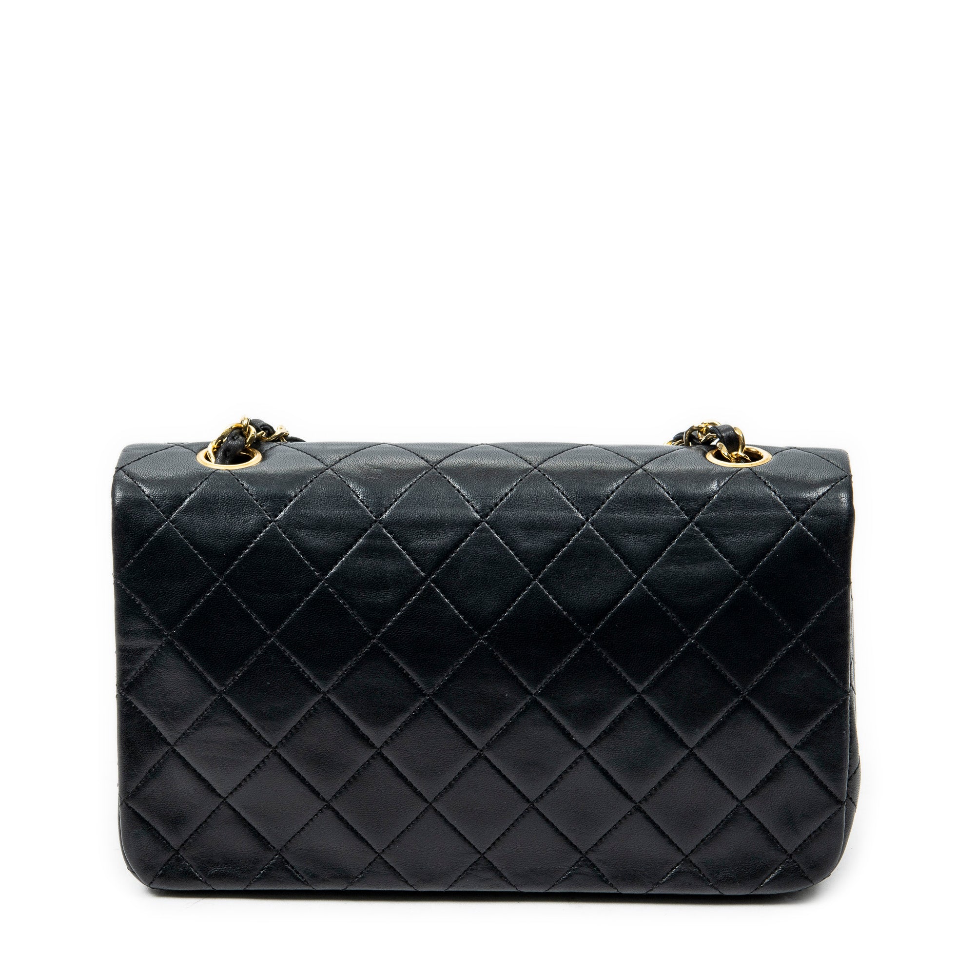 Shoulder Bag Mademoiselle Full Flap Black Quilted Lambskin Leather