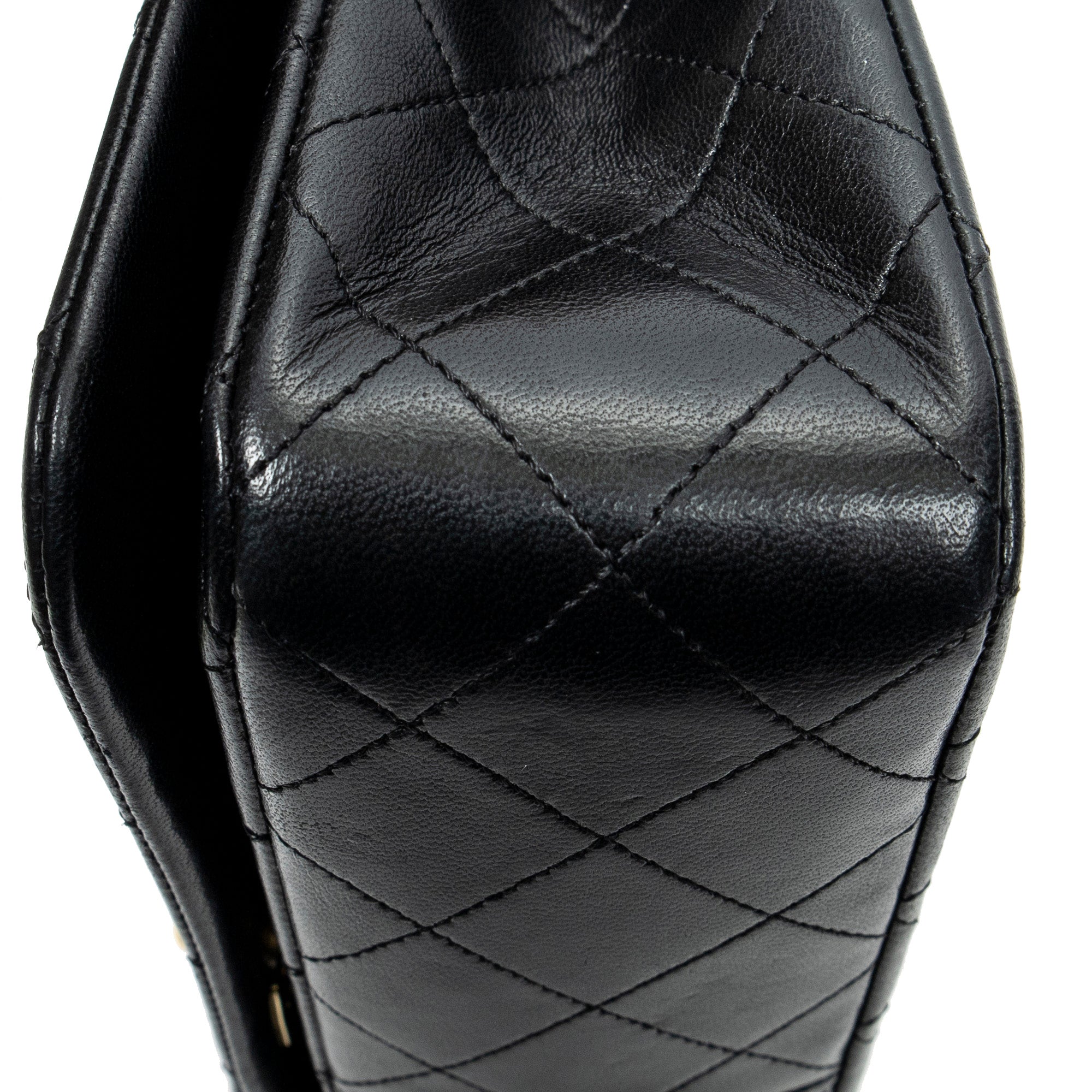 Shoulder Bag Mademoiselle Full Flap Black Quilted Lambskin Leather