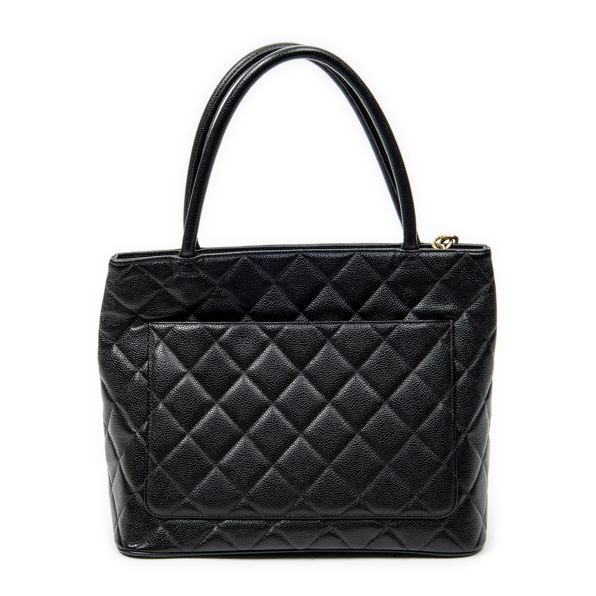 Bolso de hombro Timeless Medallion Tote de cuero caviar acolchado negro