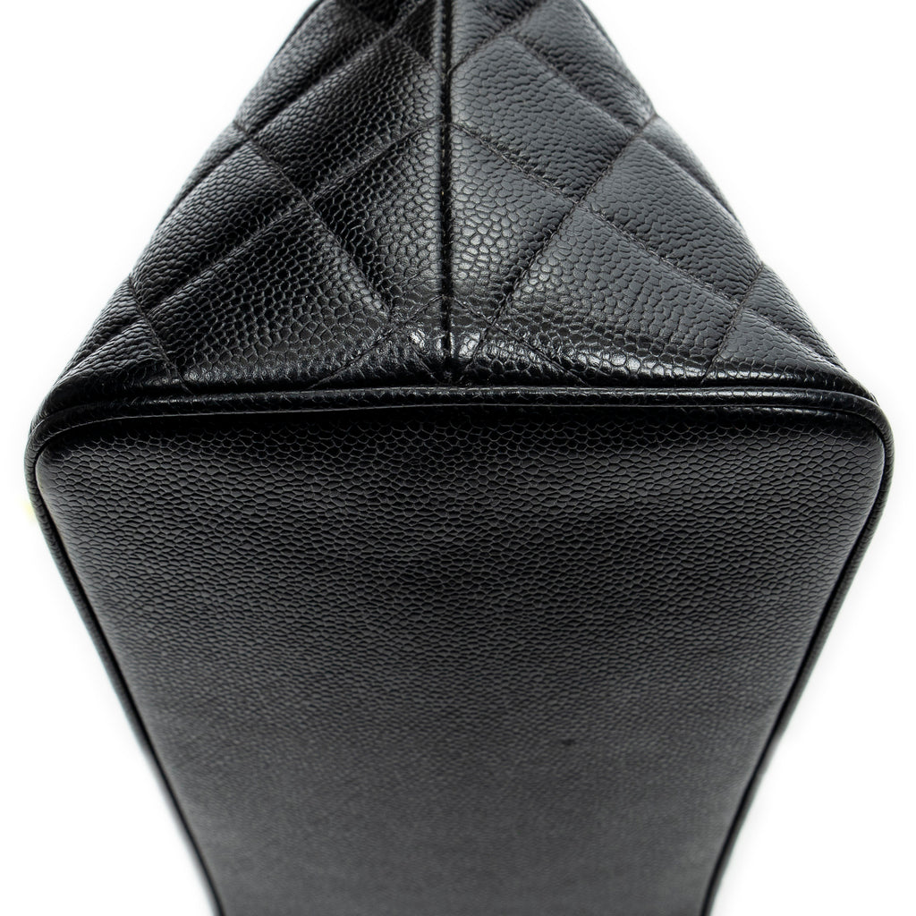 Bolso de hombro Timeless Medallion Tote de cuero caviar acolchado negro