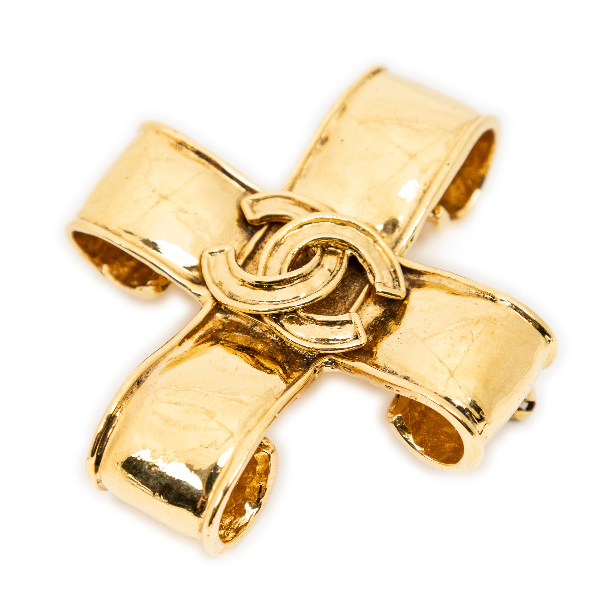 Brooch CC Cross Brooch Pin Gold Gold Plated