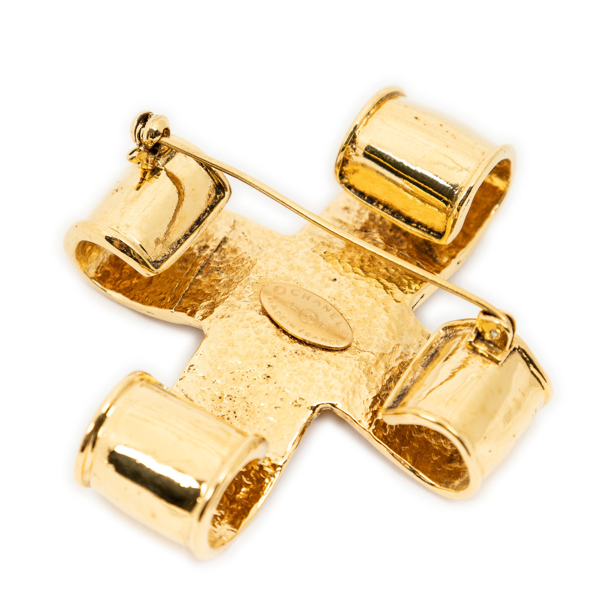 Brooch CC Cross Brooch Pin Gold Gold Plated