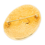 Brooch CC Oval Crown Motif Brooch Gold Gold Plated