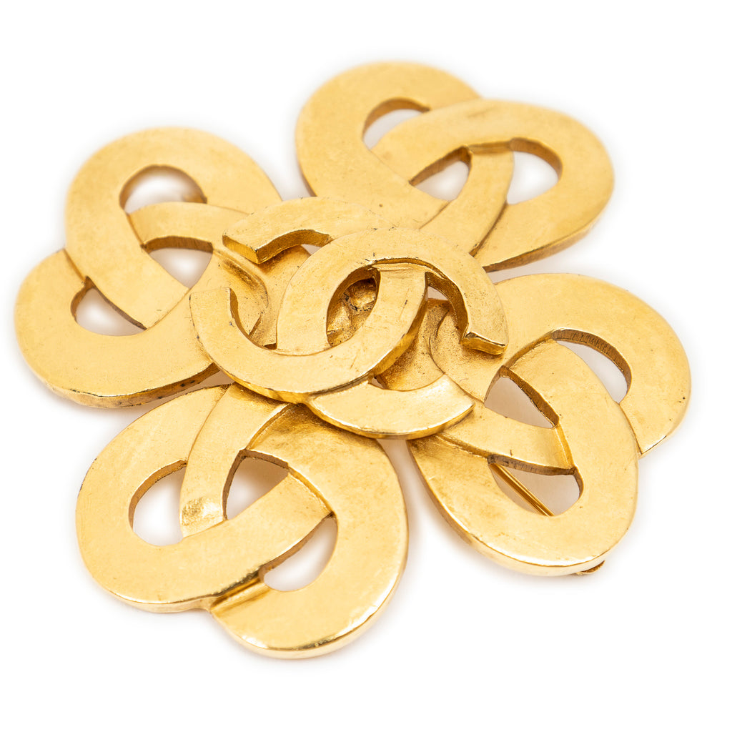 Brooch CC Heart Cross Brooch Pin Gold Gold Plated
