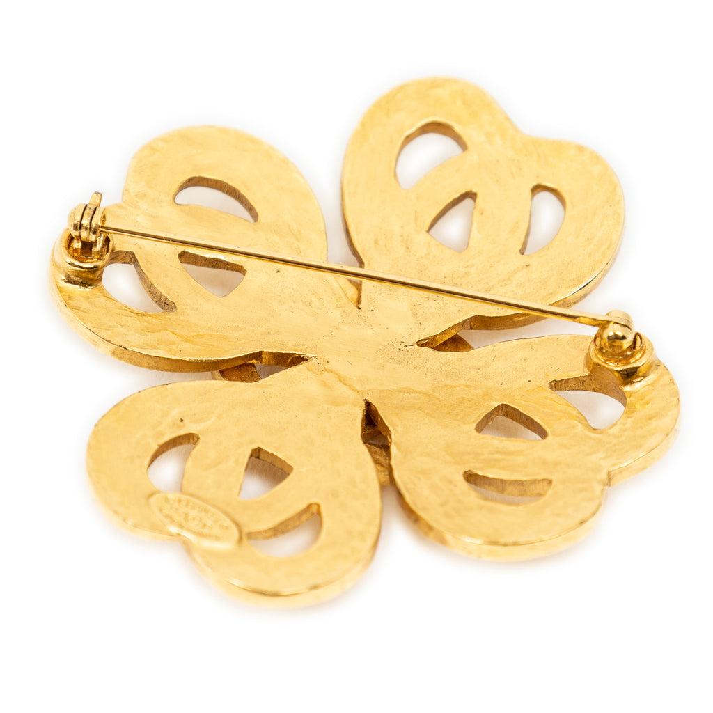 Brooch CC Heart Cross Brooch Pin Gold Gold Plated