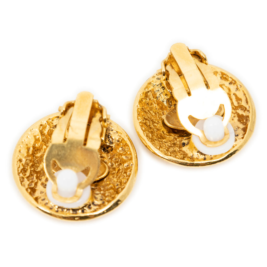 Earrings CC Round Clip On Earrings Gold Gold Plated