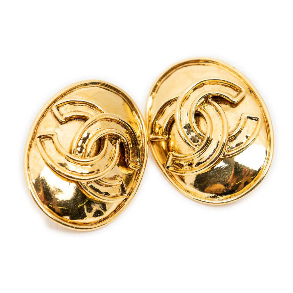 Earrings CC Oval Clip On Earrings Gold Gold Plated