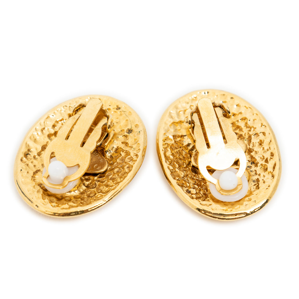 Earrings CC Oval Clip On Earrings Gold Gold Plated