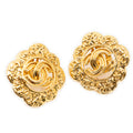 Pendientes de clip con forma de flor CC, chapados en oro