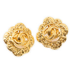Pendientes de clip con forma de flor CC, chapados en oro