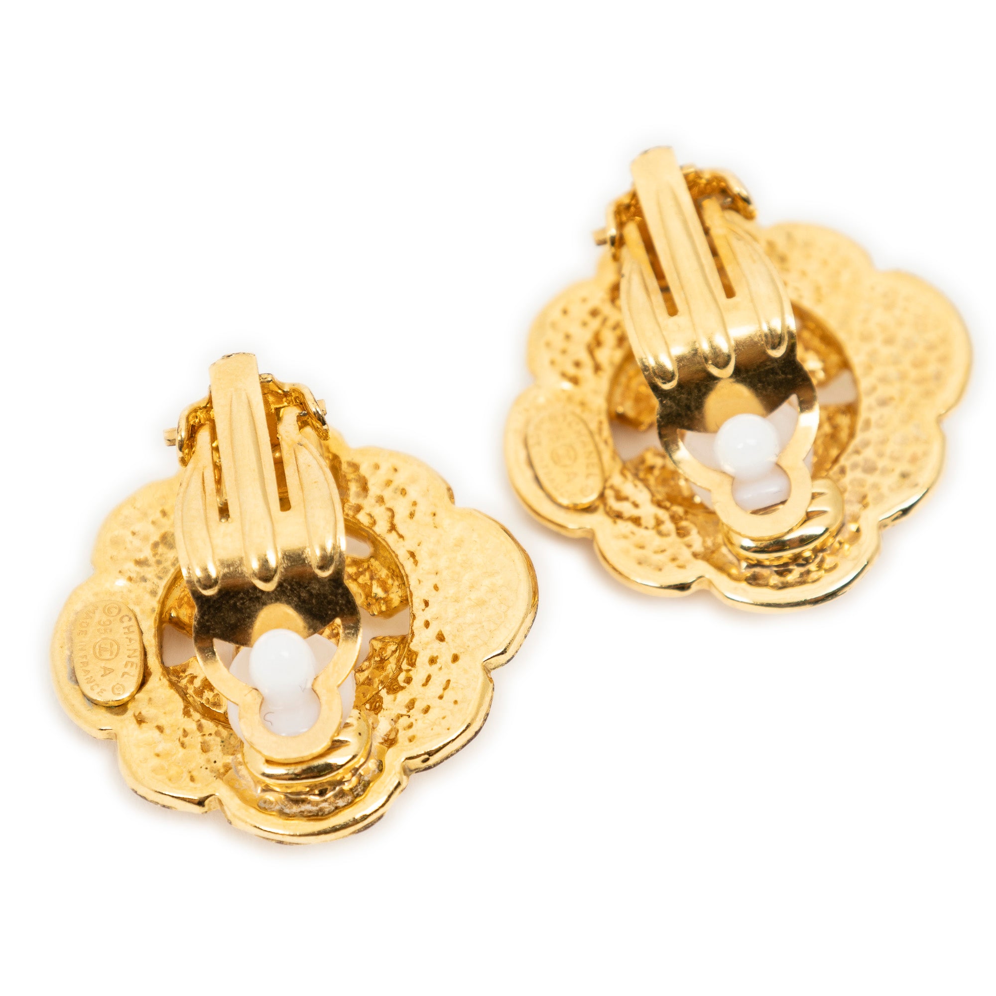 Earrings CC Flower Clip On Earrings Gold Gold Plated