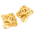 Pendientes CC de clip con diamantes bañados en oro