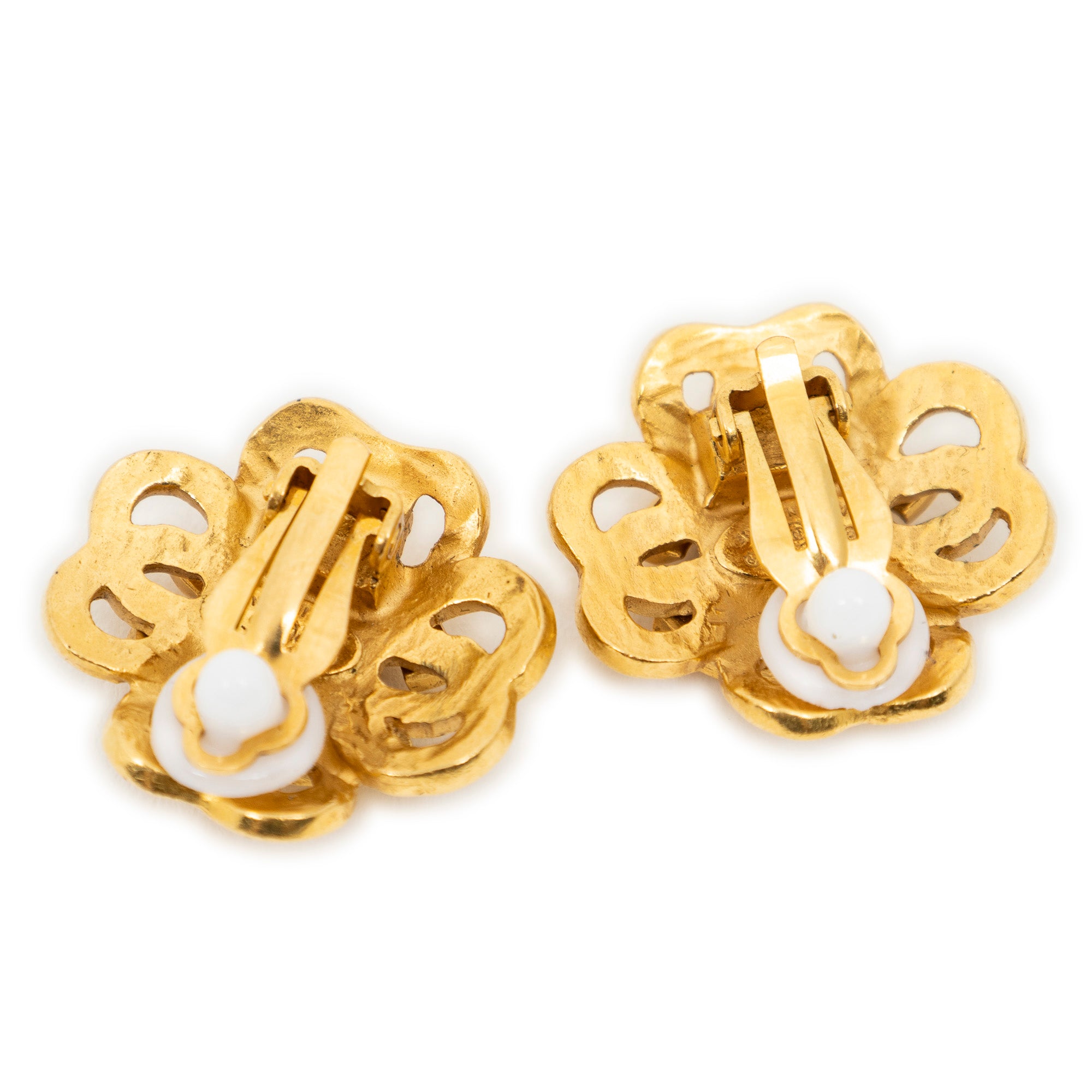 Earrings CC Flower Clip On Earrings Gold Gold Plated