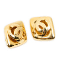 Pendientes con forma de diamante CC, pendientes de clip, oro, chapado en oro