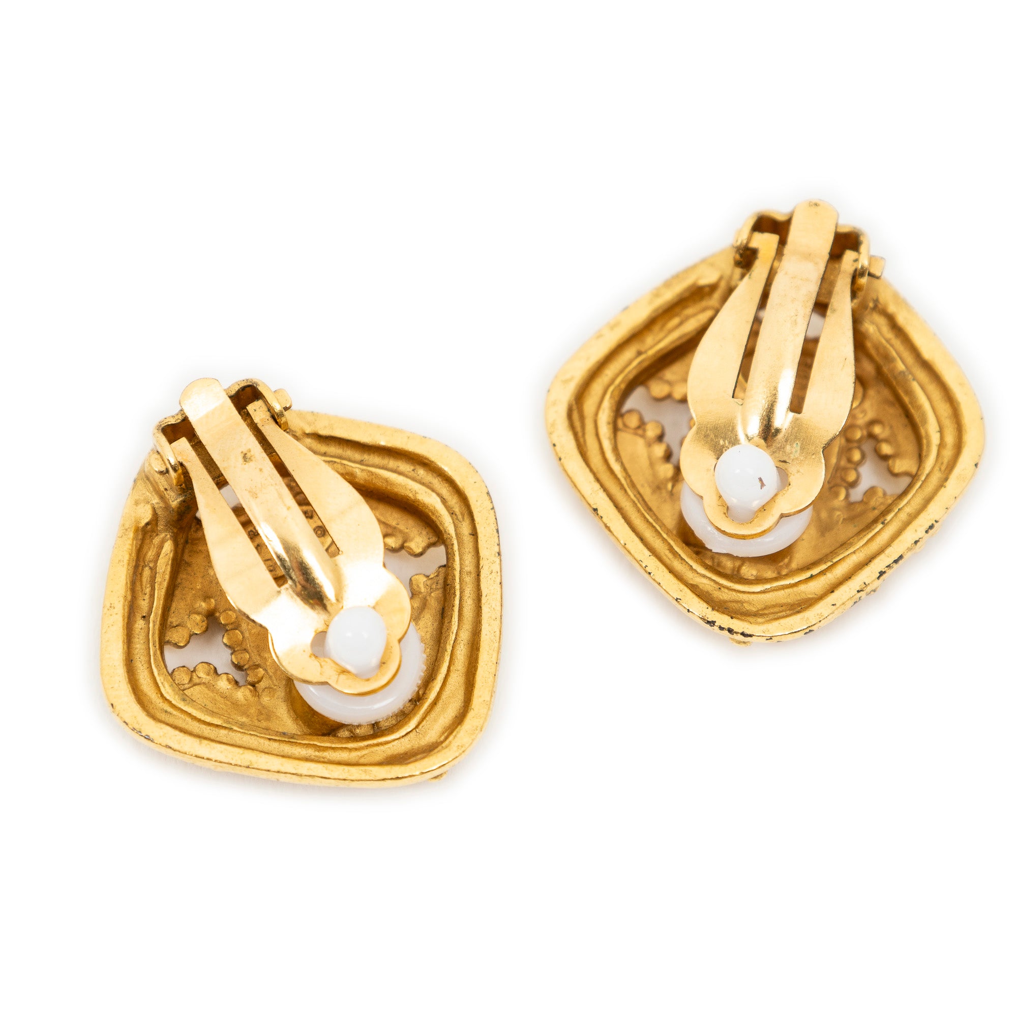 Earrings CC Diamond Clip On Earrings Gold Gold Plated