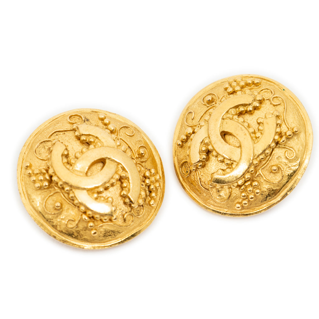 Earrings CC Round Clip On Earrings Gold Gold Plated