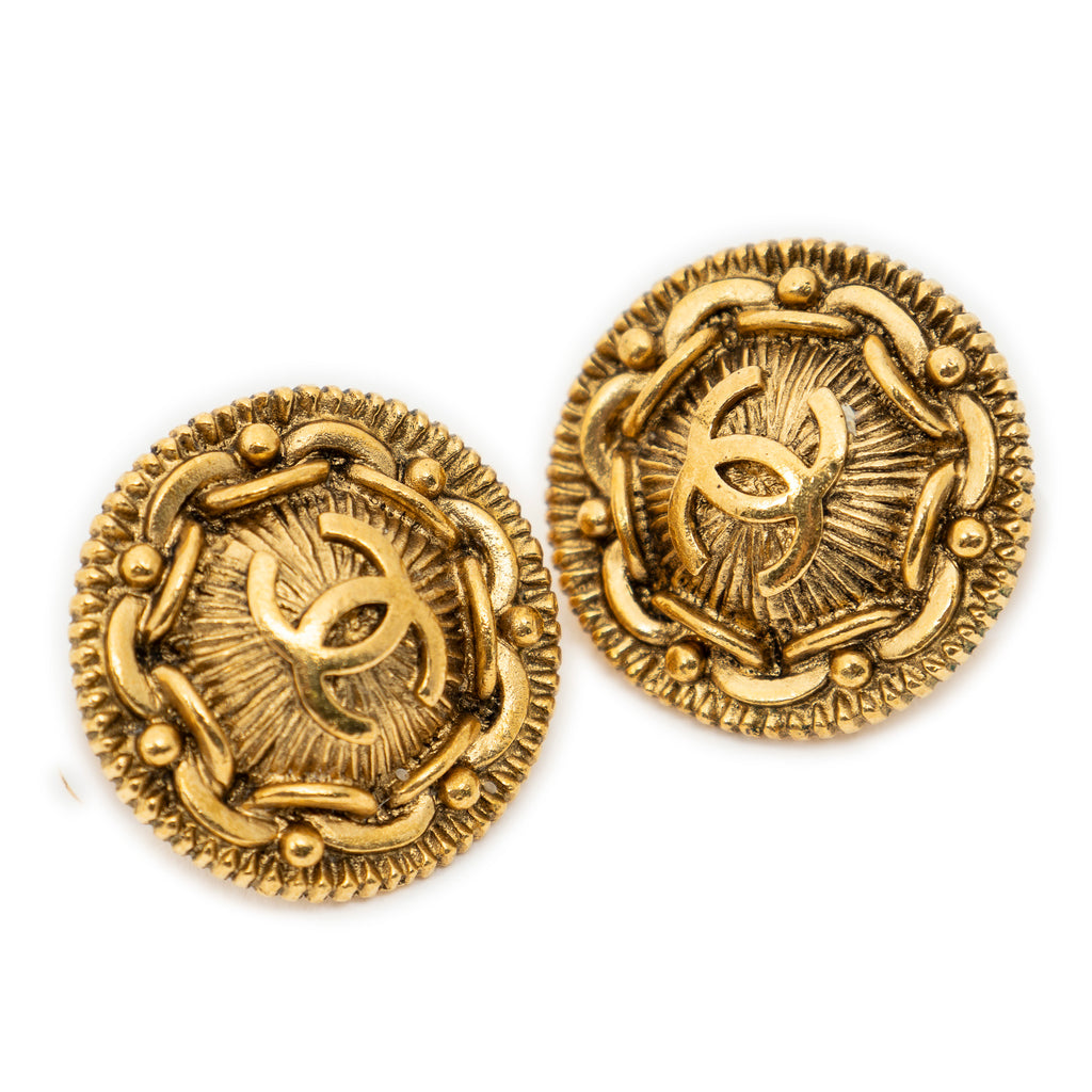 Earrings CC Round Clip On Earrings Gold Gold Plated