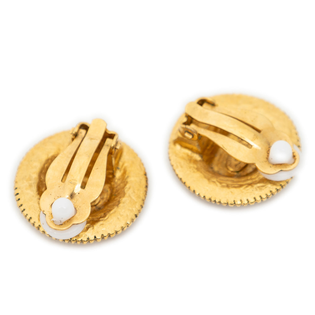 Earrings CC Round Clip On Earrings Gold Gold Plated