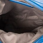 Shoulder Bag Small Front Pocket Crossbody Blue Intrecciato Leather