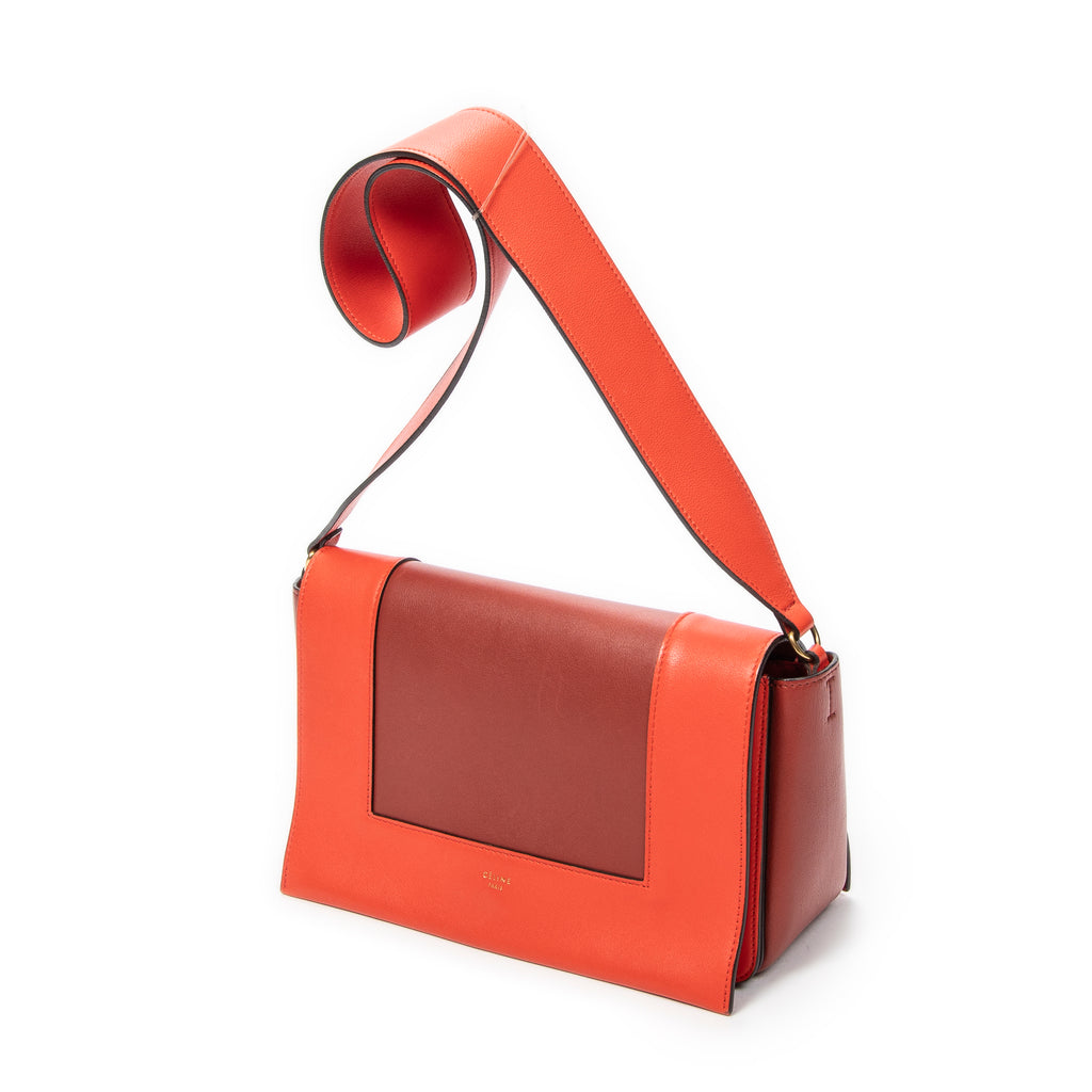 Bandolera Naranja de Piel de Becerro con Armazón Mediano