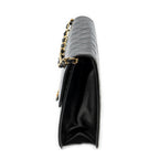 Shoulder Bag Vintage Push Lock Straight Flap Black Quilted Lambskin Leather