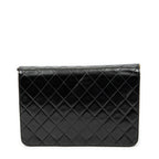 Shoulder Bag Vintage Push Lock Straight Flap Black Quilted Lambskin Leather