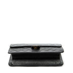 Shoulder Bag Vintage Push Lock Straight Flap Black Quilted Lambskin Leather