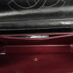 Shoulder Bag Vintage Push Lock Straight Flap Black Quilted Lambskin Leather