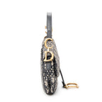 Shoulder Bag Mini Saddle Bag Navy Oblique Jacquard Canvas