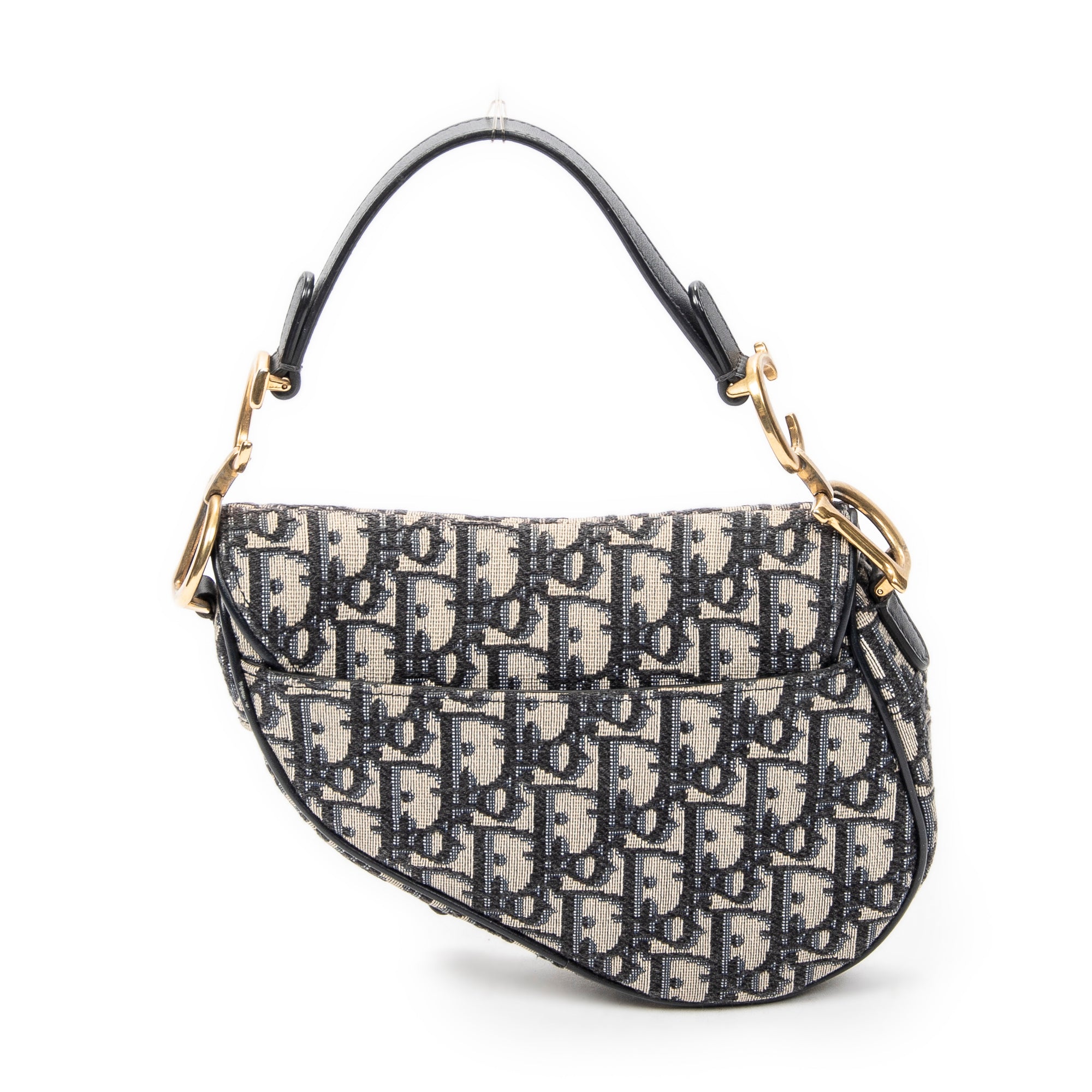 Shoulder Bag Mini Saddle Bag Navy Oblique Jacquard Canvas